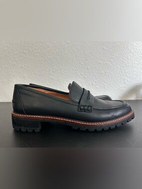 MADEWELL Size 8.5 The Corinne Lugsole Loafer BLACK LEATHER CLASSIC